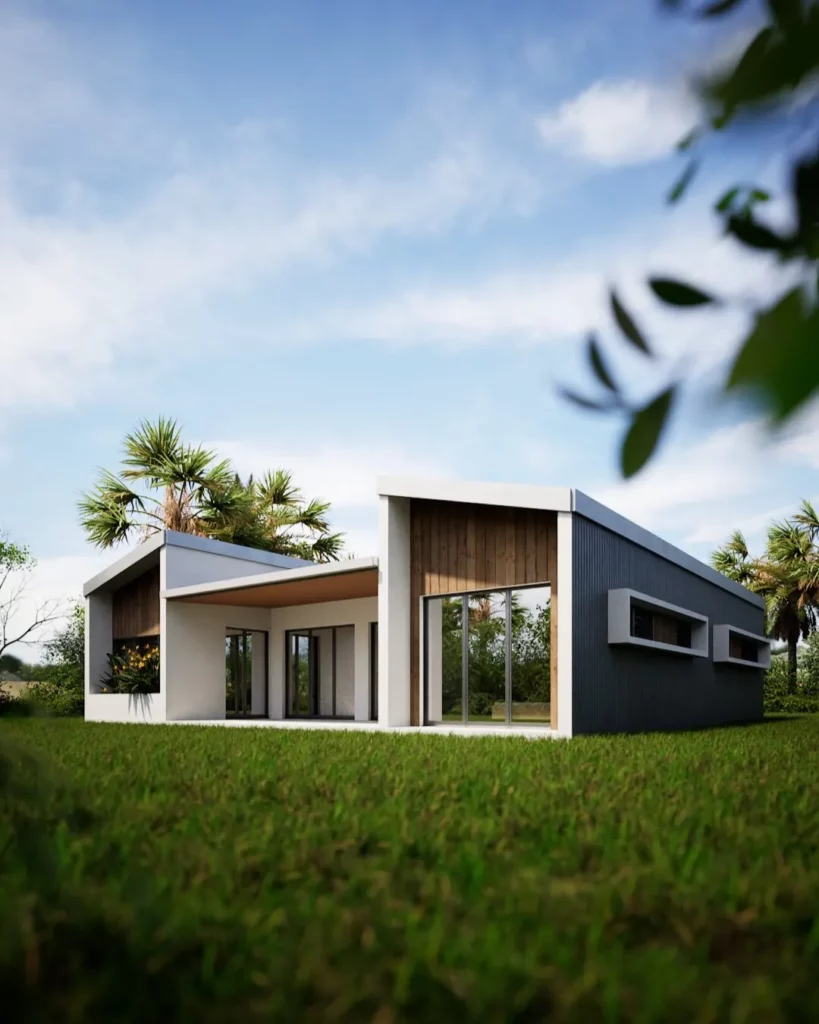 Maison de plain-pied à La Réunion avec varangue, débords de toiture et ouvertures protégées du soleil